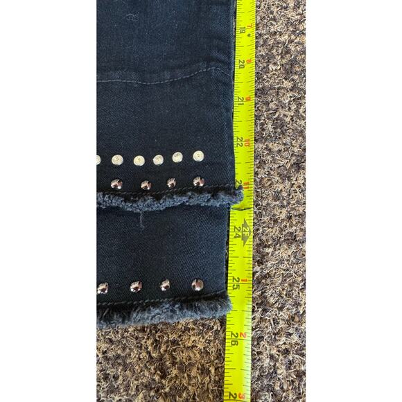 Style & Co. Cropped Flare Jeans Studded Layered Black BOHO festival womens 12 EC - Picture 8 of 11